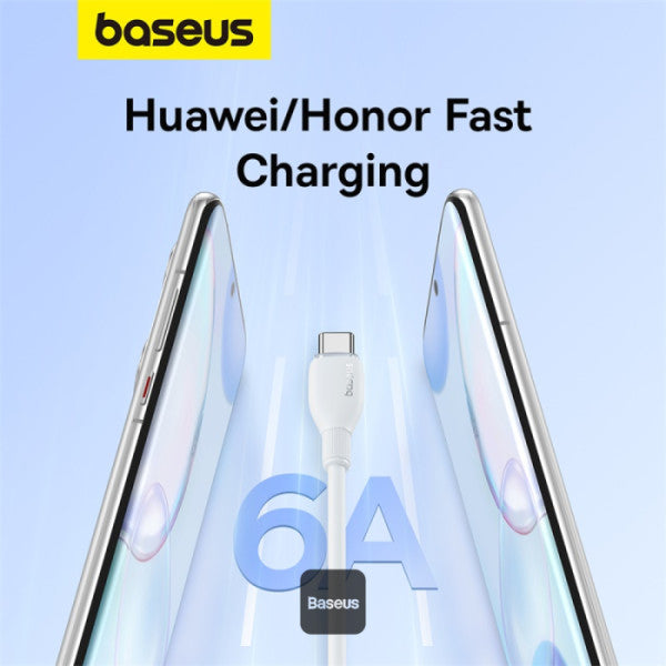 Baseus Pudding Series Fast Charging Cable With High-Speed Data Transmission USB-A to Type-C 100W 6A 12M - White