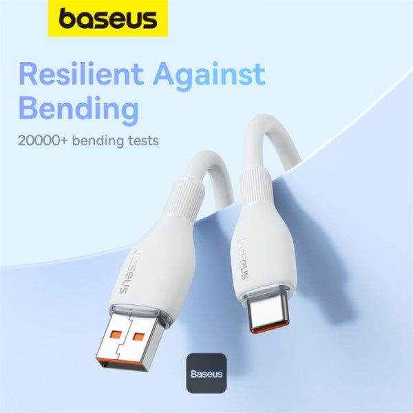 Baseus Pudding Series Fast Charging Cable With High-Speed Data Transmission USB-A to Type-C 100W 6A 12M - White