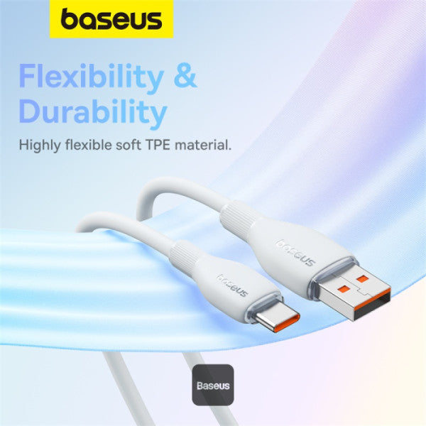 Baseus Pudding Series Fast Charging Cable With High-Speed Data Transmission USB-A to Type-C 100W 6A 12M - White