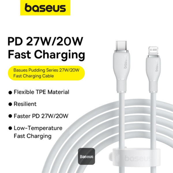 Baseus Pudding Series Fast Charging Cable With High-Speed Data Transmission Type-C to Lightning 20W 222A 2M - White