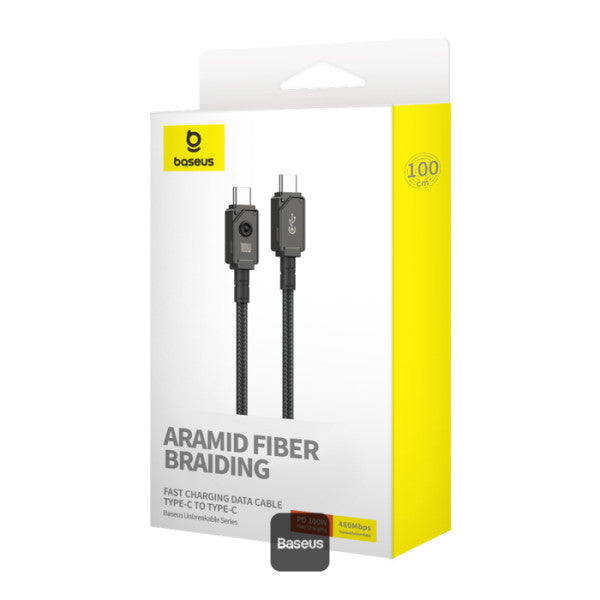 Baseus Unbreakable Series 100W PD Fast Charging Data Cable Type-C to Type-C 1M - Black