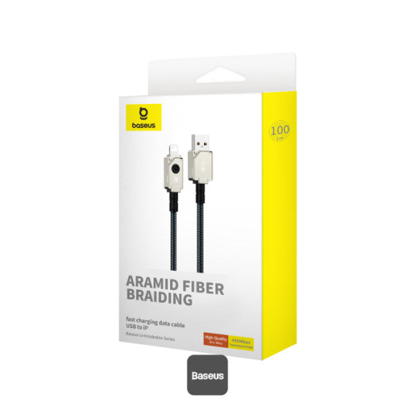 Baseus Unbreakable Series Fast Charging Data Cable USB-A to Lightning 24A 1M - White