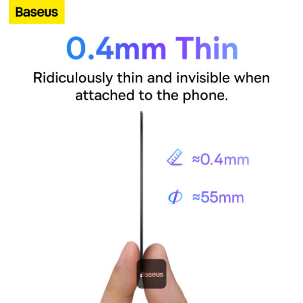 Baseus Halo Series Magnetic Metal Ring Sticker | Ultra-Thin Phone Holder Plate 2 Pcs - Black
