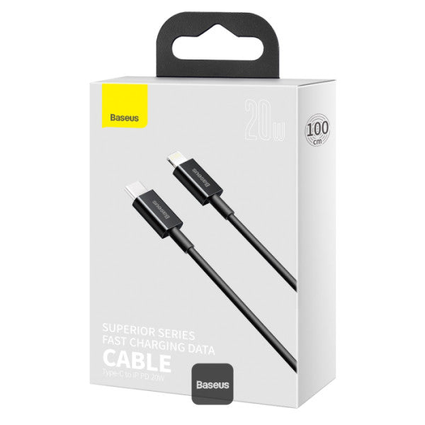 Baseus Superior Series PD 20W Type-C To Lightning Fast Charging Data Cable 1M - Black