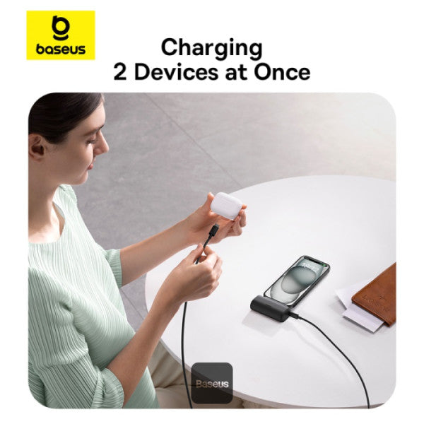 Baseus Compact Series 5000mAh Fast Charging Power Bank 20W PD With Built-in Type-C Connector | Pocket Power Bank for Travel - Black