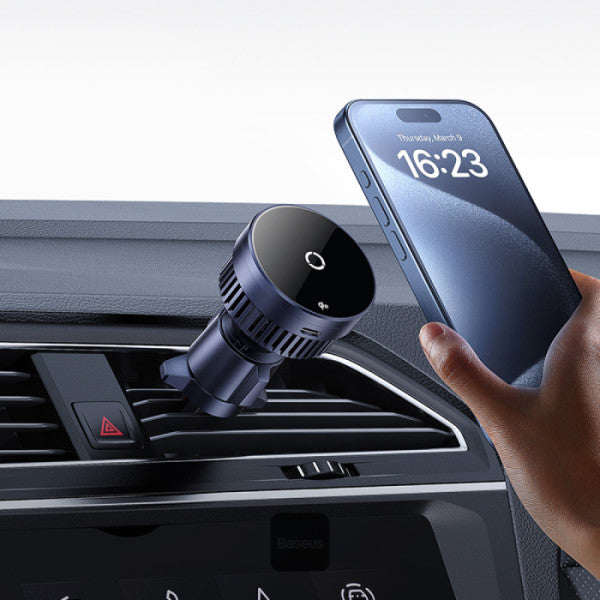 Baseus MagPro Qi2 15W Magnetic Wireless Car Charger - Magsafe Fast Charger Car Mount Air Vent Holder Heat Dissipation - Black