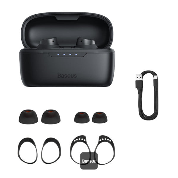 Baseus Bowie MA10 True Wireless Earphones with Active Noise Cancellation 140H Battery Life IPX6 Waterproof 4 ENC Mics BT 53 ANC Earbuds - Black