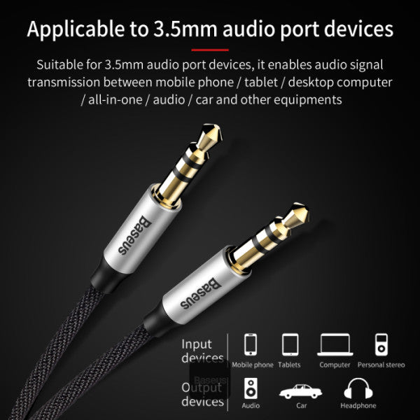 Baseus Yiven M30 Audio Cable Male to Male 35mm Aux Cable 15M - Black