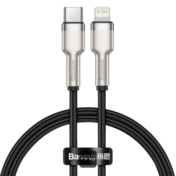 Baseus Cafule Series Type-C to Lightning Cable - 20W PD Fast Charge & 480Mbps High-Speed Data Transfer Nylon Braided 25CM - Black