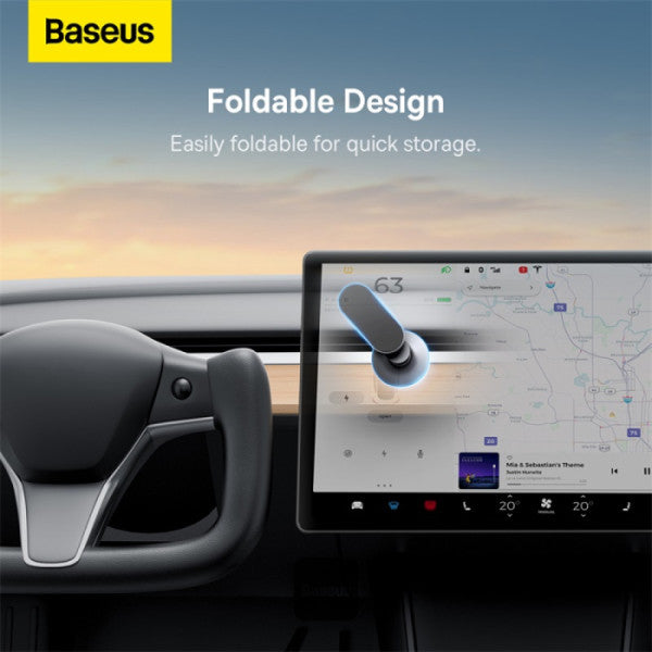 Baseus T-Space Series Magnetic Car Phone Holder - 360° Rotation Foldable Metal Mount for Dashboard & Center Console Universal Fit - Silver