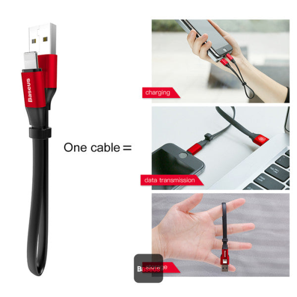 Baseus Nimble USB-A to Lightning Flat Cable -Ultra-Portable Charging Cable 23CM - Black+Red