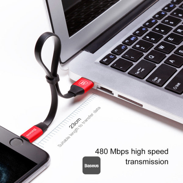 Baseus Nimble USB-A to Lightning Flat Cable -Ultra-Portable Charging Cable 23CM - Black+Red