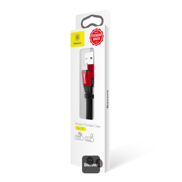 Baseus Nimble USB-A to Lightning Flat Cable -Ultra-Portable Charging Cable 23CM - Black+Red
