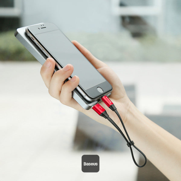 Baseus Nimble USB-A to Lightning Flat Cable -Ultra-Portable Charging Cable 23CM - Black+Red