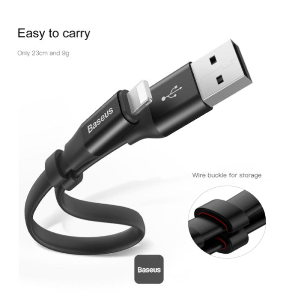 Baseus Nimble USB-A to Lightning Flat Cable -Ultra-Portable Charging Cable 23CM - Black
