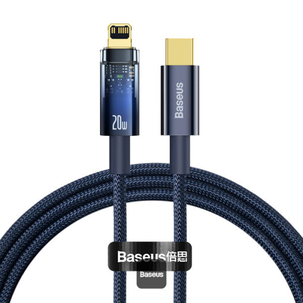 Baseus Explorer Series Auto Power Off Type-C to Lightning Cable - 20W PD Fast Charging Cable and 480Mbps Data Transfer 1M - Blue