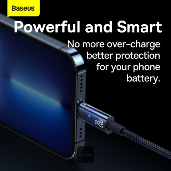 Baseus Explorer Series Auto Power Off Type-C to Lightning Cable - 20W PD Fast Charging Cable and 480Mbps Data Transfer 1M - Blue