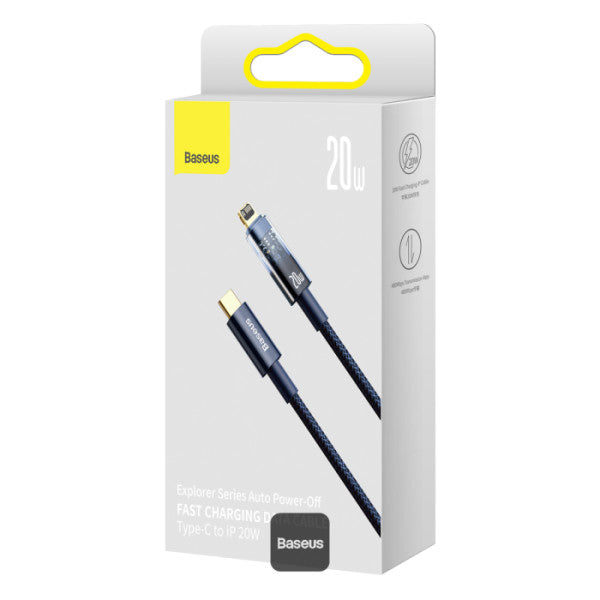 Baseus Explorer Series Auto Power Off Type-C to Lightning Cable - 20W PD Fast Charging Cable and 480Mbps Data Transfer 1M - Blue