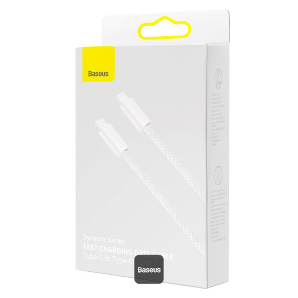 Baseus Dynamic Series Type-C to Type-C Cable - 100W PD Fast Charging & 480Mbps Data Transfer Nylon Braided 1M - White