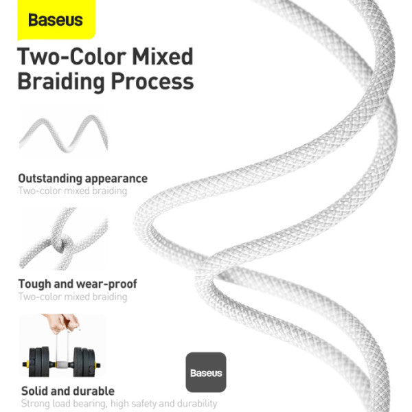 Baseus Dynamic Series Type-C to Lightning Cable - 20W PD Fast Charging & 480Mbps Data Transfer Nylon Braided 1M - White