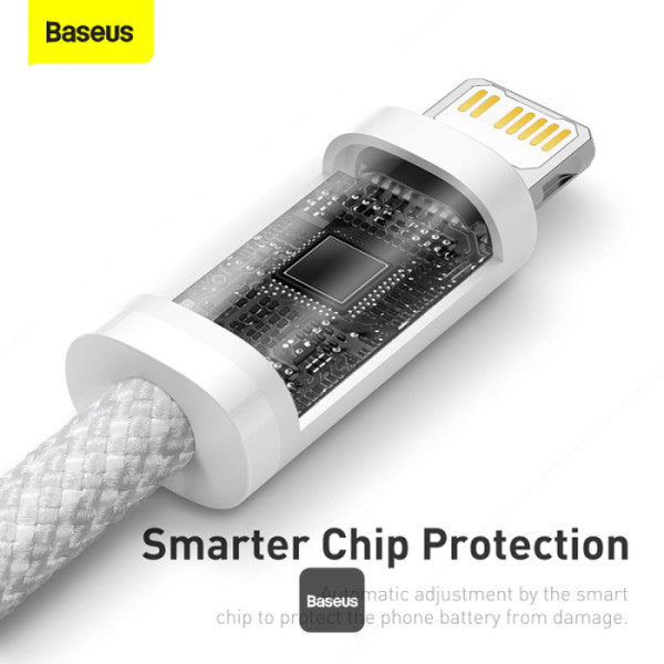 Baseus Dynamic Series Type-C to Lightning Cable - 20W PD Fast Charging & 480Mbps Data Transfer Nylon Braided 1M - White