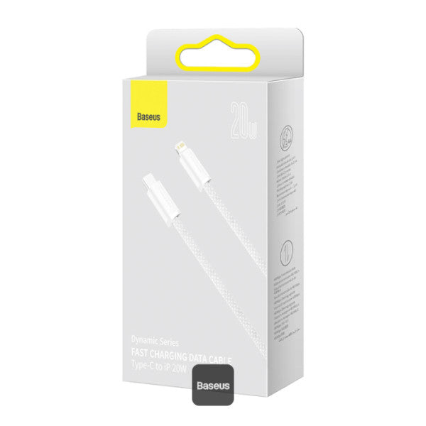 Baseus Dynamic Series Type-C to Lightning Cable - 20W PD Fast Charging & 480Mbps Data Transfer Nylon Braided 1M - White