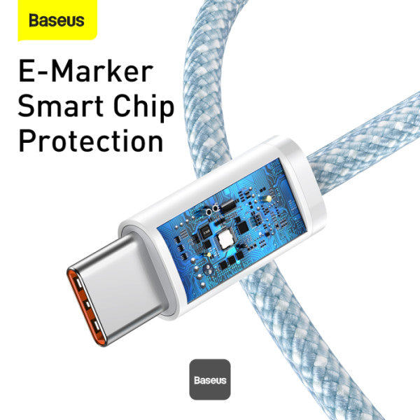 Baseus Dynamic Series Type-C to Type-C Cable - 100W PD Fast Charging & 480Mbps Data Transfer Nylon Braided 1M - Blue