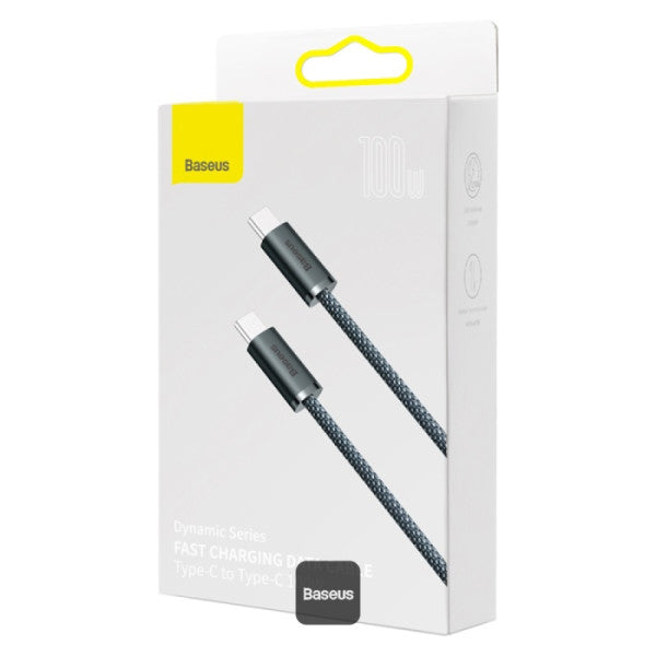 Baseus Dynamic Series Type-C to Type-C Cable - 100W PD Fast Charging & 480Mbps Data Transfer Nylon Braided 2M - Black