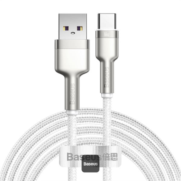 Baseus Cafule Series 66W USB to USB-A to Type-C Metal Data Cable 6A 2M - White