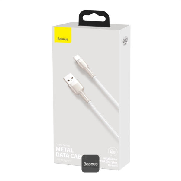 Baseus Cafule Series 66W USB to USB-A to Type-C Metal Data Cable 6A 2M - White