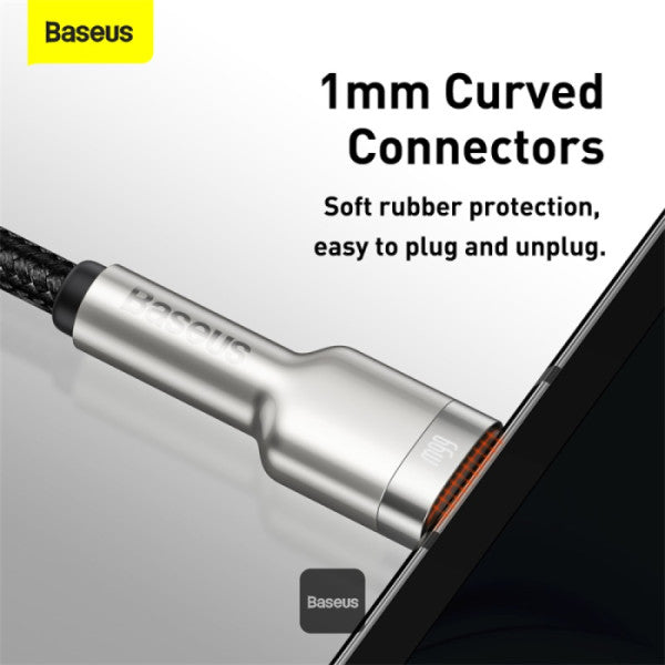 Baseus Cafule Series USB-A to Type-C Cable - 66W 6A Fast Charge & 480Mbps High-Speed Data Transfer Nylon Braided 1M - Black