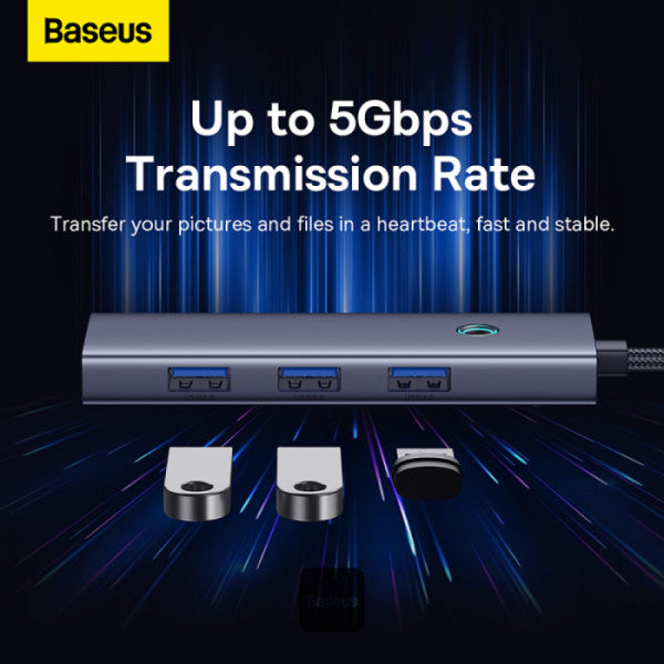 Baseus UltraJoy Series 4-in-1 USB-C Hub To USB 30 Extention - Grey