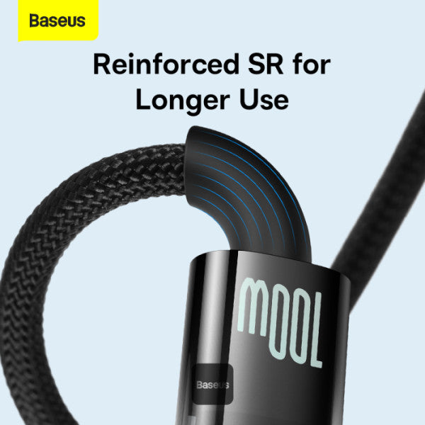 Baseus USB C Cable 100W 6A Fast Charging Auto Power-Off Type C Data Cable Anti-Bending Phone Cable 1M - Black