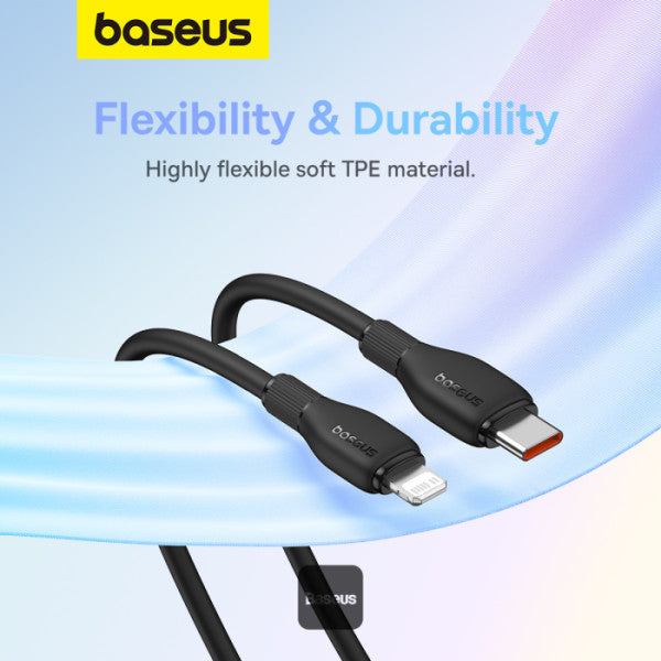Baseus Pudding Series Fast Charging Cable With High-Speed Data Transmission Type-C to Lightning 20W 222A 12M - Black