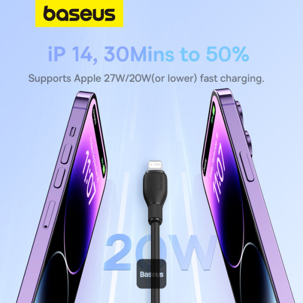 Baseus Pudding Series Fast Charging Cable With High-Speed Data Transmission Type-C to Lightning 20W 222A 12M - Black