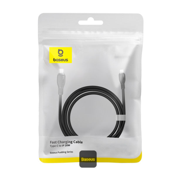 Baseus Pudding Series Fast Charging Cable With High-Speed Data Transmission Type-C to Lightning 20W 222A 12M - Black