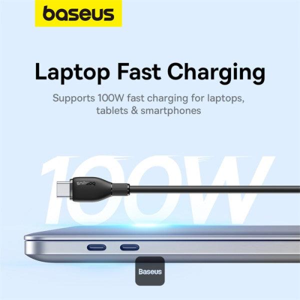Baseus Pudding Series Fast Charging Cable With High-Speed Data Transmission Type-C to Type-C 100W 5A 2M - Black