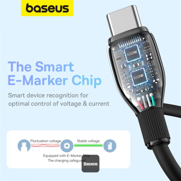 Baseus Pudding Series Fast Charging Cable With High-Speed Data Transmission Type-C to Type-C 100W 5A 2M - Black