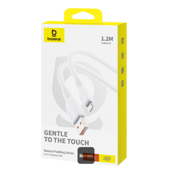 Pudding Series Fast Charging Cable With High-Speed Data Transmission USB-A to Lightning 12W 24A 12M - White