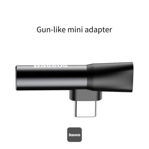 Baseus L41 Audio Converter Type-C to Type-C & 35mm Jack Adapter (Charge + Music) - Black