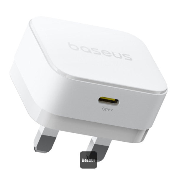 Baseus Palm 20W PD Type-C Fast Charging Wall Charger - Ultra Fast USB-C Charger With UK Plug - White