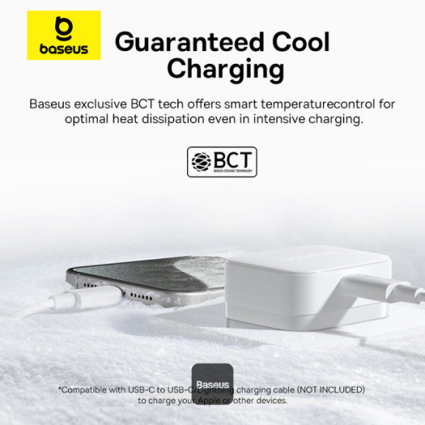 Baseus Palm 20W PD Type-C Fast Charging Wall Charger - Ultra Fast USB-C Charger With UK Plug - White