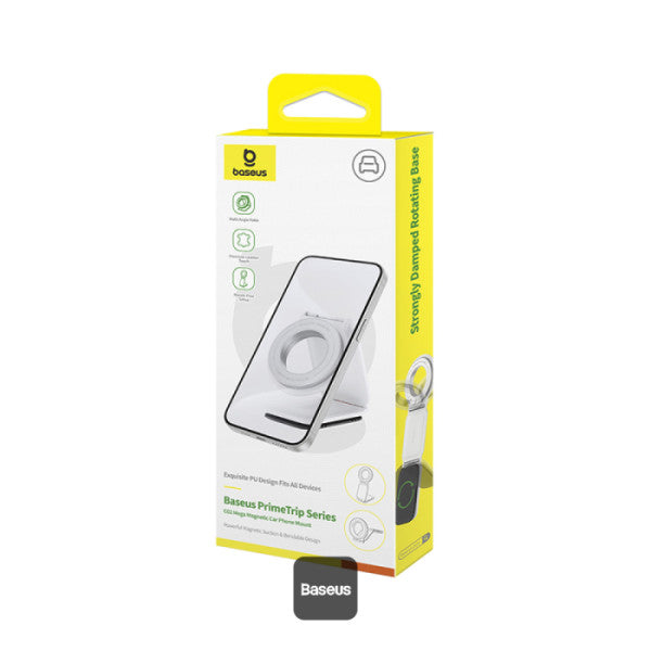 Baseus C02 Prime Trip Series Magnetic Car Phone Holder 360° Rotatable Foldable Car Mount - White