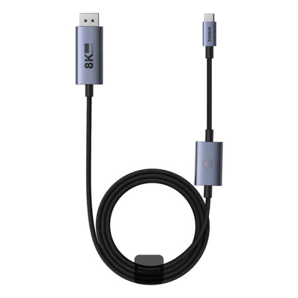 Baseus High Definition Series Type-C to DP 8K 60Hz Ultra Clarity Adapter With 100W PD Cable & ON OFF Button 15M - Black