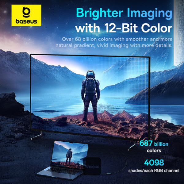 Baseus High Definition Series Type-C to DP 8K 60Hz Ultra Clarity Adapter With 100W PD Cable & ON OFF Button 15M - Black