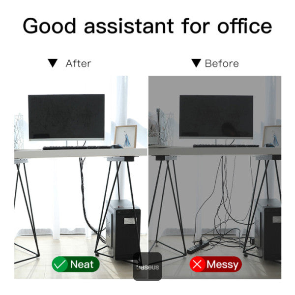Baseus 3M Velcro Adhesive Tape - Extra Strong Double-Sided Hook & Loop Fastener Reusable Cable Management Straps for Home Office Indoor Outdoor Use - Grey