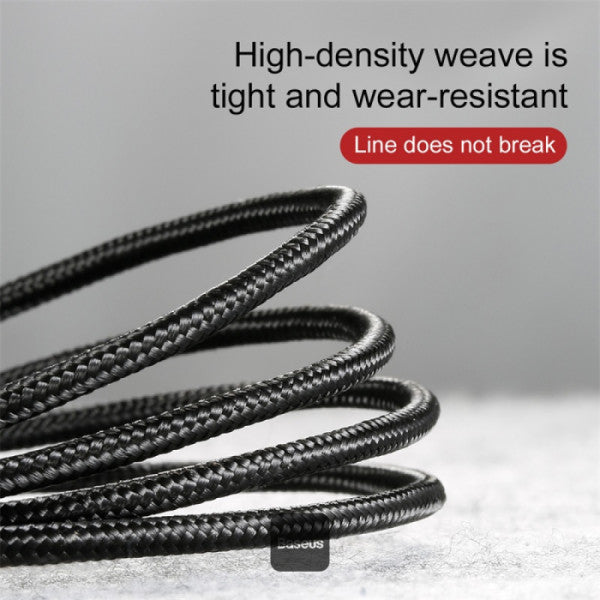 Baseus Cafule Series USB-A to Type-C Cable - 3A Fast Charge & 480Mbps High-Speed Data Transfer Nylon Braided 1M - Black