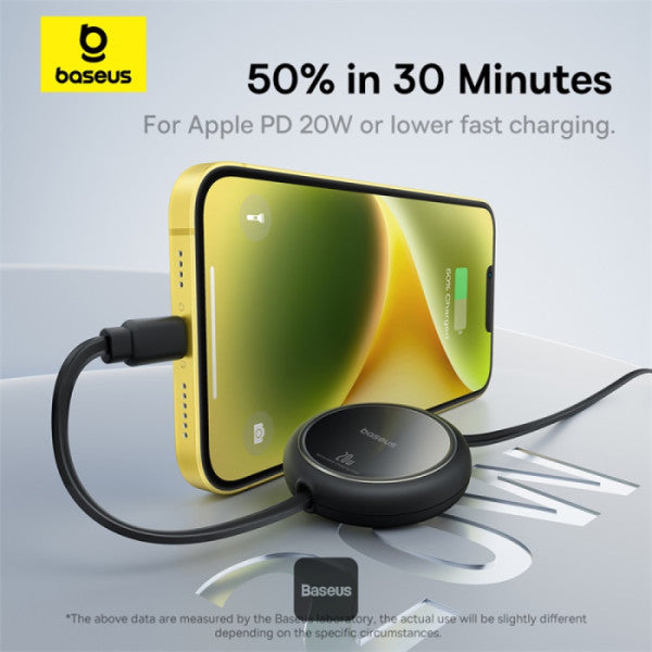 Baseus 20W Free2Pull Both-Way Retractable Type-C to Lightning Fast Charging Data Cable 1M - Black