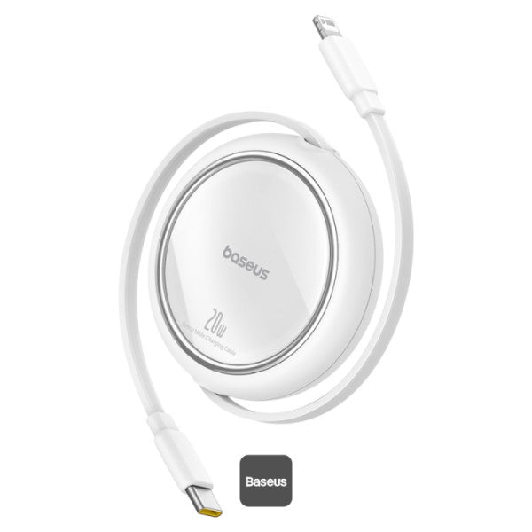 Baseus 20W Free2Pull Both-Way Retractable Type-C to Lightning Fast Charging Data Cable 1M - White