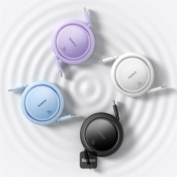 Baseus 20W Free2Pull Both-Way Retractable Type-C to Lightning Fast Charging Data Cable 1M - White